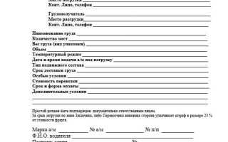 Что из перечисленного заявка на перевозку грузов