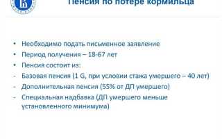 Как получить пенсию по потере кормильца жене