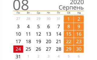 Сколько рабочих дней в августе