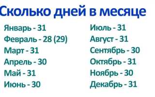 Сколько календарных дней в месяце