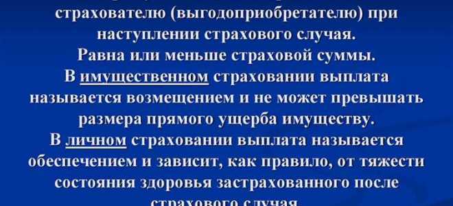 Денежная сумма которая выплачивается страховщиком при наступлении страхового случая