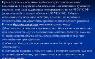 Что является основанием для производства обыска