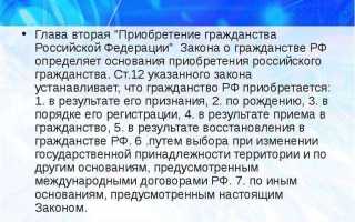Основание приобретения иного гражданства что писать