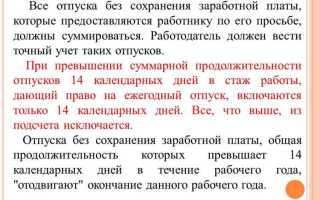 Отпуск за свой счет на сколько можно взять максимальный