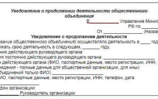 Как отправить в минюст сообщение о продолжении деятельности