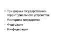 Что относится к формам территориального устройства государства