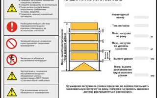 Запрещается размещать грузы на стеллажи которые