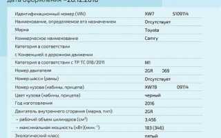 Модель двигателя где посмотреть в птс