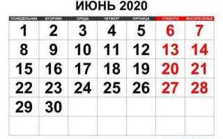 Сколько считать рабочих дней в июне 2020