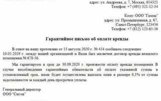 Как писать гарантийное письмо на оплату образец
