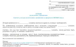 Что такое отзыв на исковое заявление