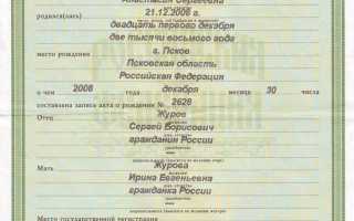 Что указывается в свидетельстве о рождении