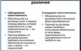 Солидарная и субсидиарная ответственность в чем отличие