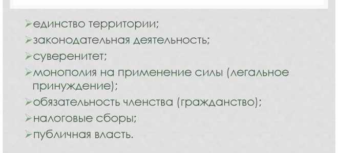 Что относится к признакам государства