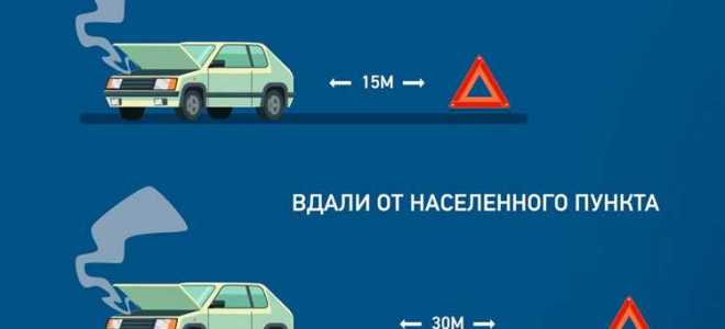 За сколько метров выставляется аварийный знак