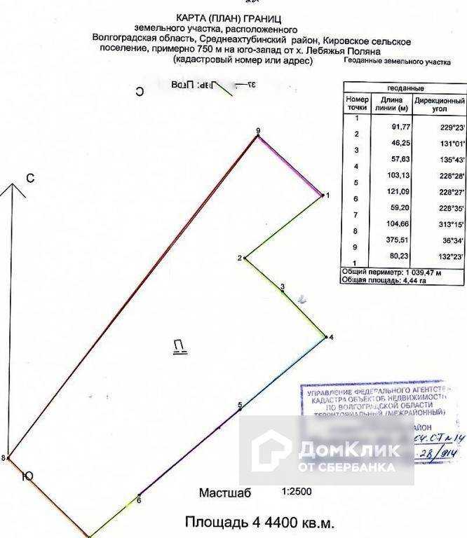 Где именно в кадастровой выписке указывается дирекционный угол