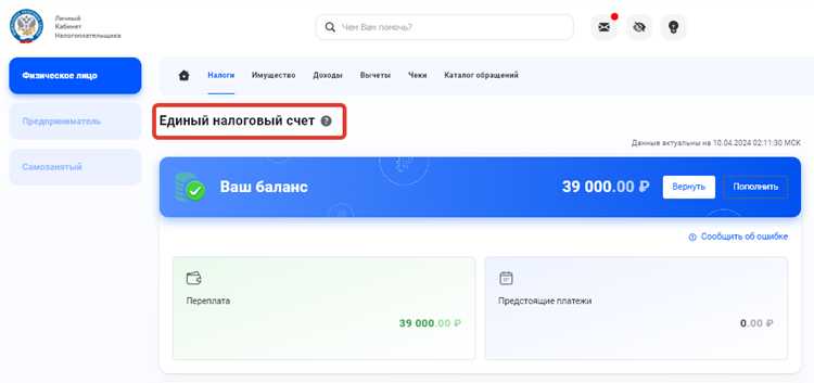 Как проверить сальдо на едином налоговом счете через личный кабинет