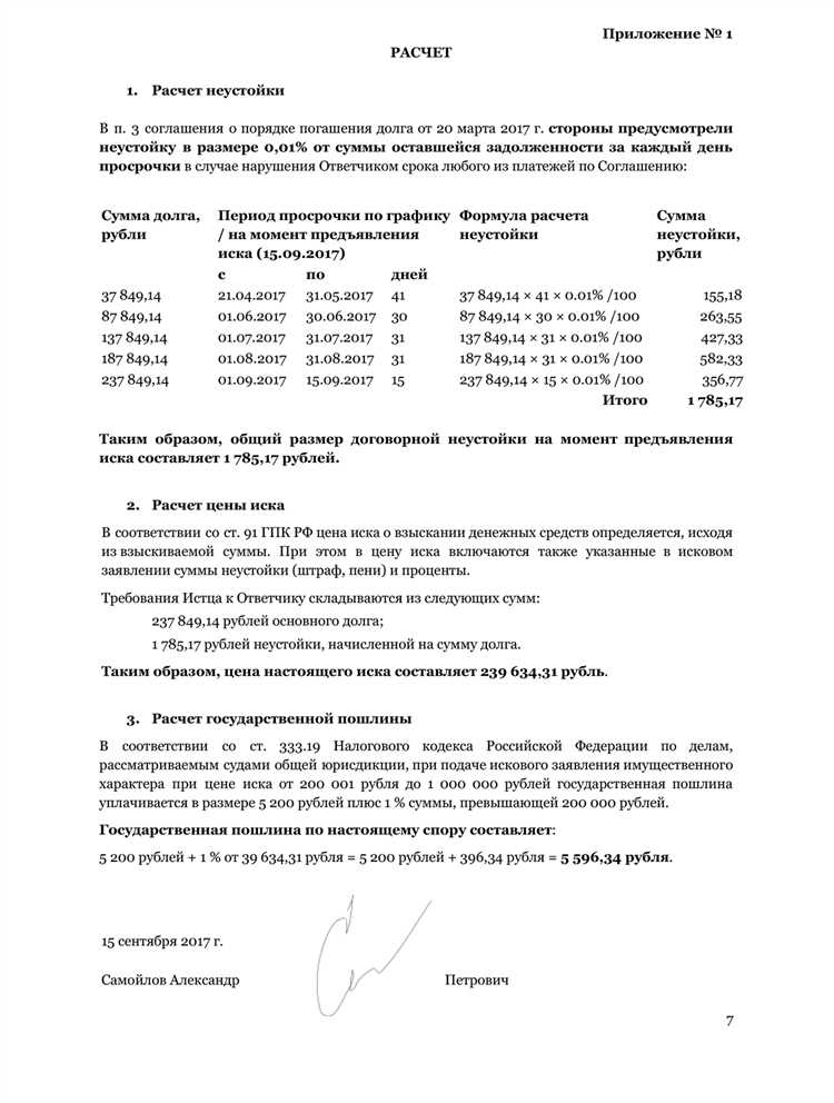 Размер государственной пошлины определяется Налоговым кодексом и зависит от категории дела и суммы заявленных требований. При имущественных спорах она представляет собой процент от цены иска с установленными минимальными и максимальными пределами. Оплата услуг адвокатов, юристов и экспертов осуществляется по договору и также включается в цену иска, если эти расходы необходимы для рассмотрения дела.
