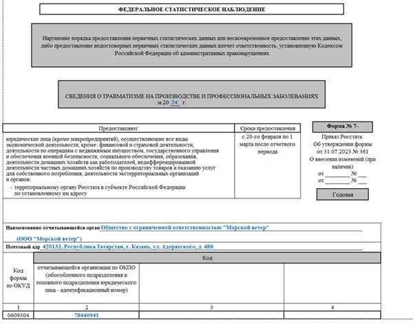 Образец заполненной формы 7 с комментариями по каждому разделу