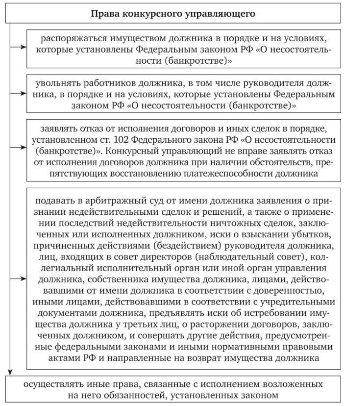 Основные обязанности и полномочия в процессе конкурсного производства
