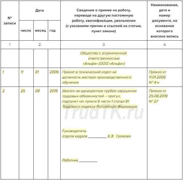 Какая формулировка используется при исправлении записи