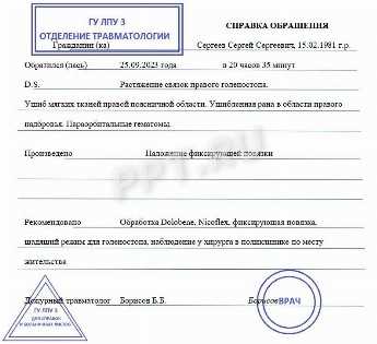 Внешний вид и оформление справки 100 по ранению