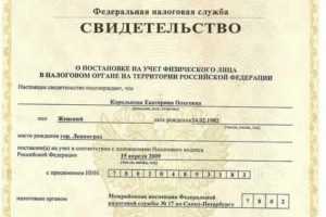 Какие данные содержит свидетельство ИНН юридического лица