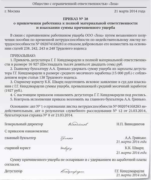 Порядок документального оформления размера ущерба