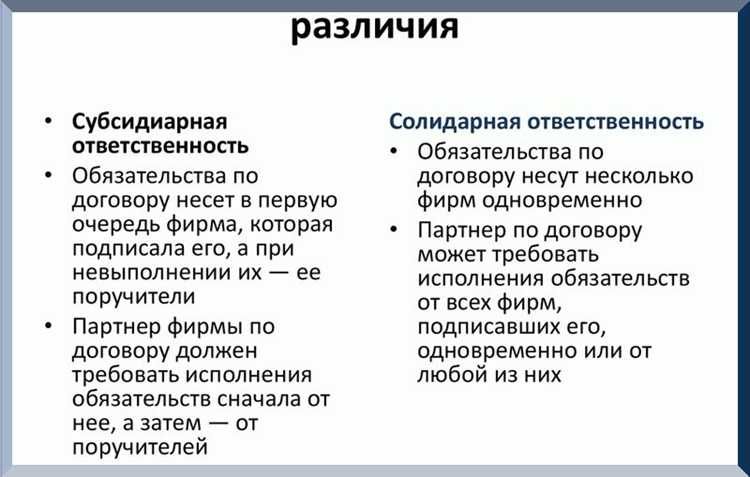Солидарная и субсидиарная ответственность в чем отличие