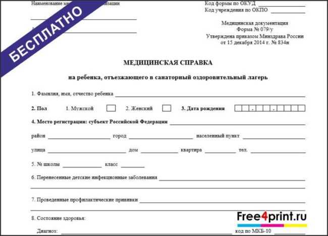 Для каких целей требуется справка 079 у в учебных заведениях