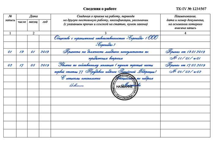 Правила внесения записей в трудовую книжку до достижения 18 лет