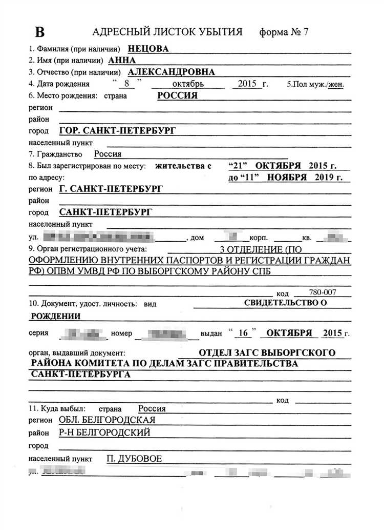 Сроки изготовления и выдачи адресного листка убытия