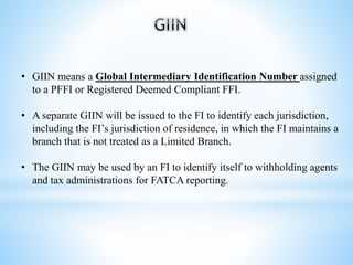 Кто обязан получать GIIN в рамках законодательства FATCA