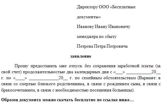 Основания для предоставления отпуска за свой счет по Трудовому кодексу