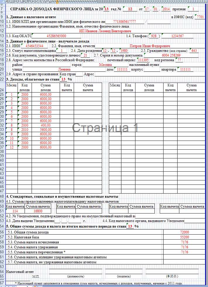 Указание налоговых вычетов: порядок и коды