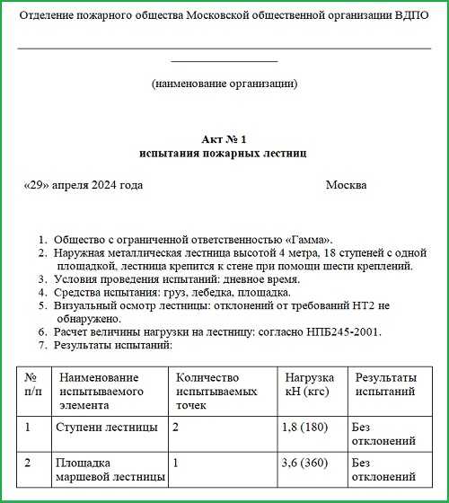 Ответственность за нарушение сроков испытаний наружных лестниц