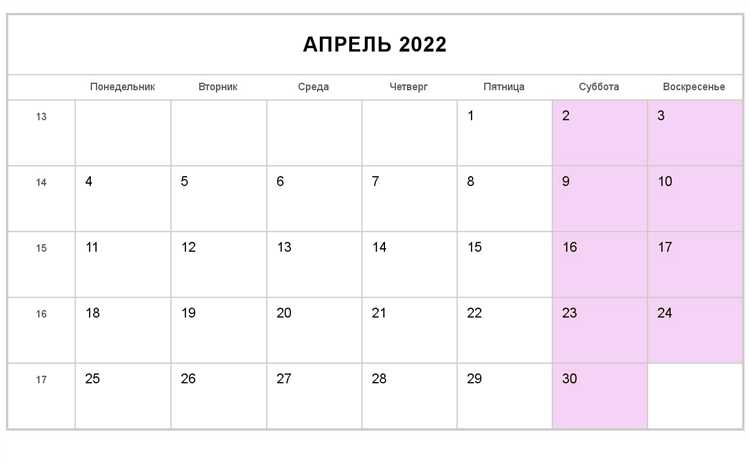 Сколько рабочих и выходных дней было в апреле 2023