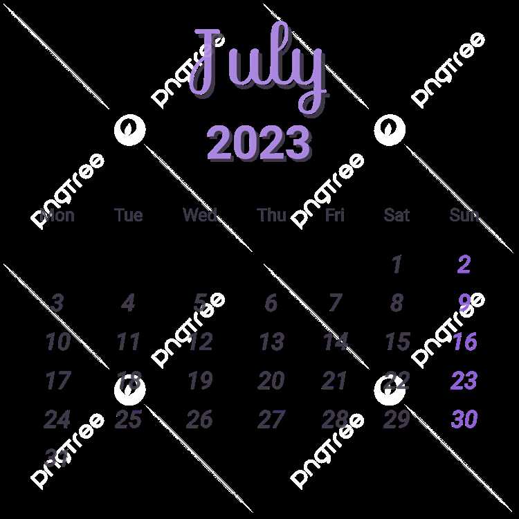 На какие дни недели приходятся даты июля 2023