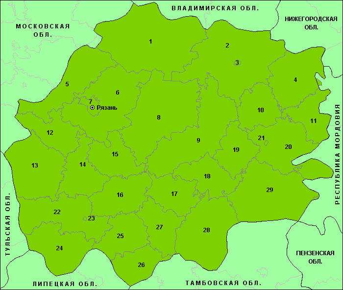 Перечень всех районов Рязанской области с названиями
