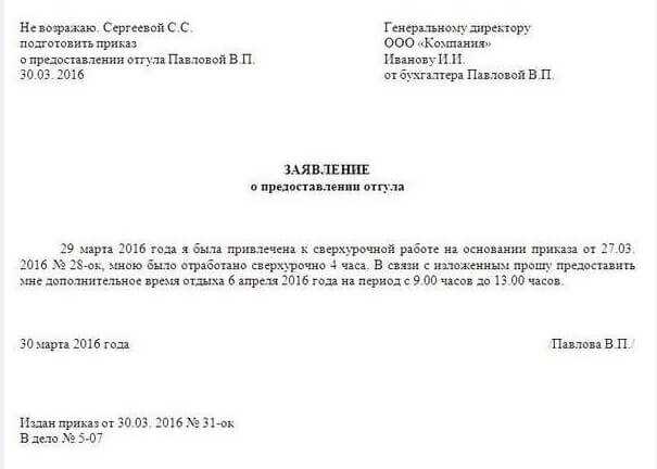 Порядок отражения отгула в табеле учета рабочего времени