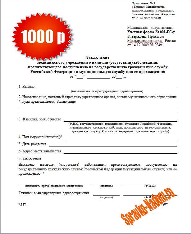Как правильно заполнить заявление на получение справки 001 ГСУ