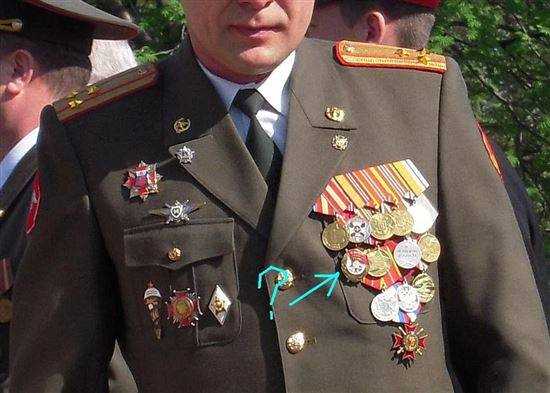 Выбор места для медалей на кителе