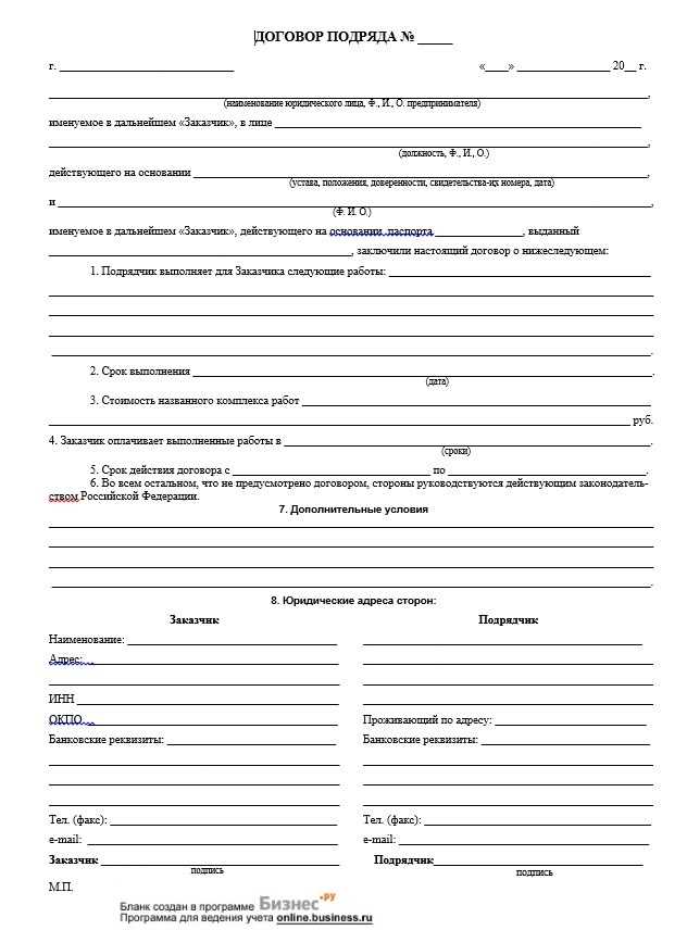 Неподписание договора сторонами в установленной форме