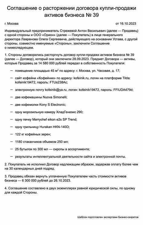 Подписание соглашения о расторжении и актов передачи