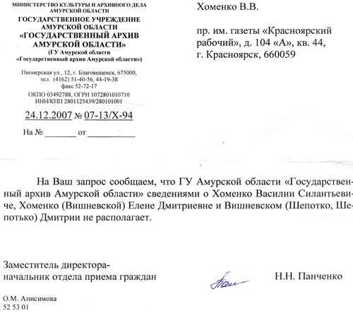 Как правильно составить текст запроса в архив