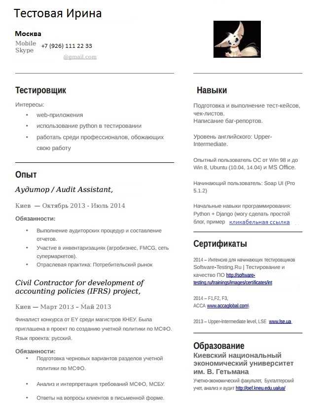 Что написать в разделе