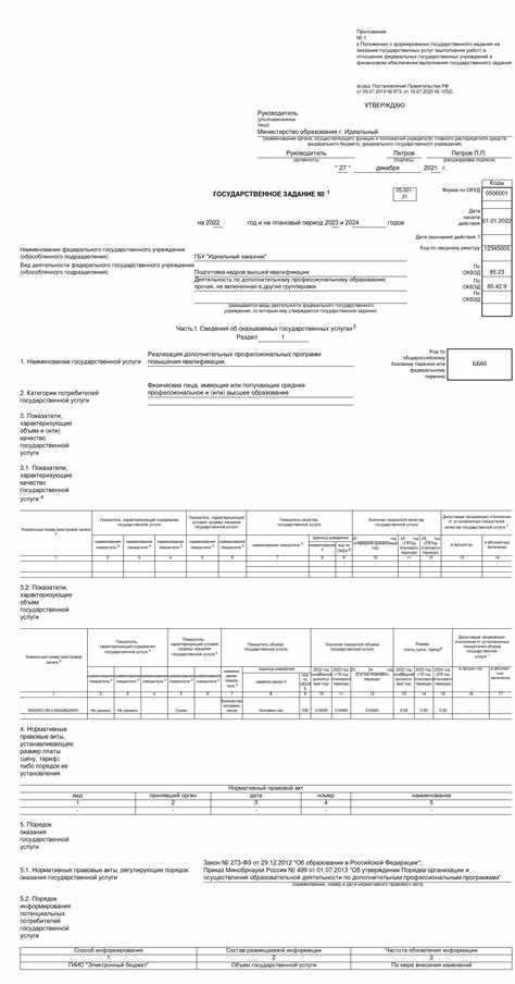 Процесс формирования и утверждения государственного задания