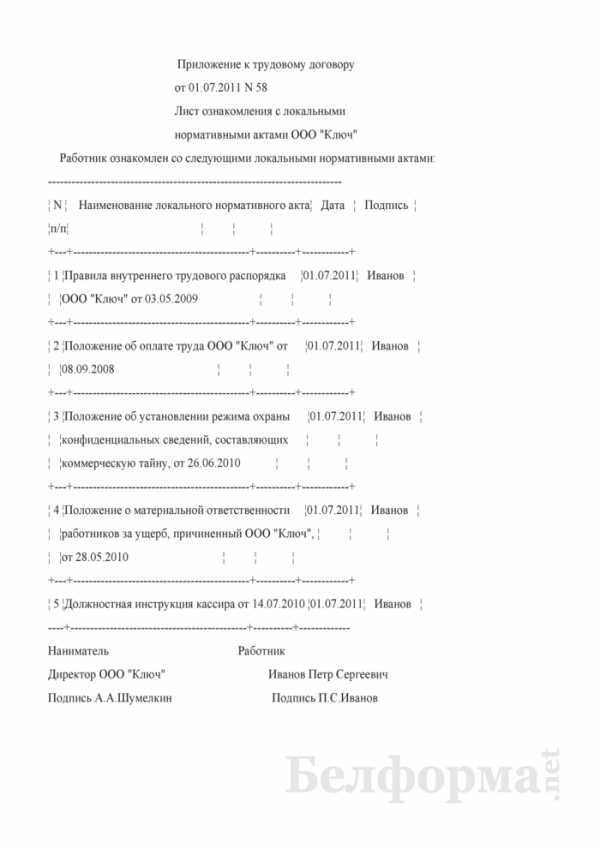 Правовые требования к оформлению листа ознакомления