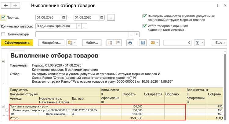Примеры расчета нормы отгрузки на складе