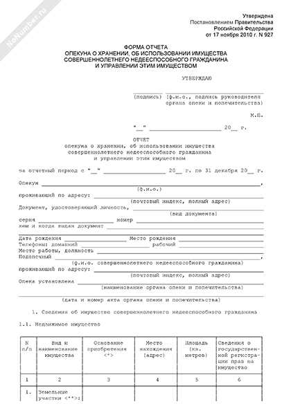 Какие документы понадобятся для заполнения отчета опекуна